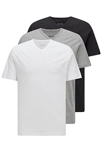 HUGO BOSS Herren T-Shirts Business Shirts V-Neck 50325389 3er Pack, Farbe:Mehrfarbig, Größe:L, Artikel:-999 Mix von HUGO BOSS