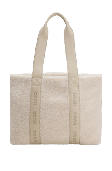 HUGO BOSS - Hugo Becky Tote Bag/ Handtasche/ Shopper aus Shearling-Imitat, Weiss von HUGO BOSS