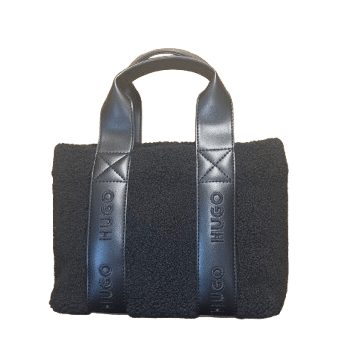 HUGO BOSS - Hugo Tote Mini Bag Becky Handtasche aus Teddy-Gewebe, Schwarz von HUGO BOSS