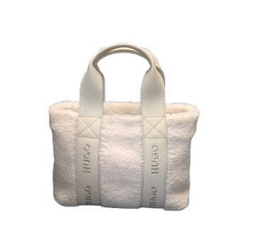HUGO BOSS - Hugo Tote Mini Bag Becky Handtasche aus Teddy-Gewebe, Weiss von HUGO BOSS