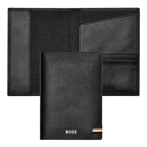 HUGO BOSS - Klassisches Portemonnaie für Unisex-Erwachsene in Schwarz mit Reisepasshalterung und 4 Fächern aus Rindsleder von HUGO BOSS