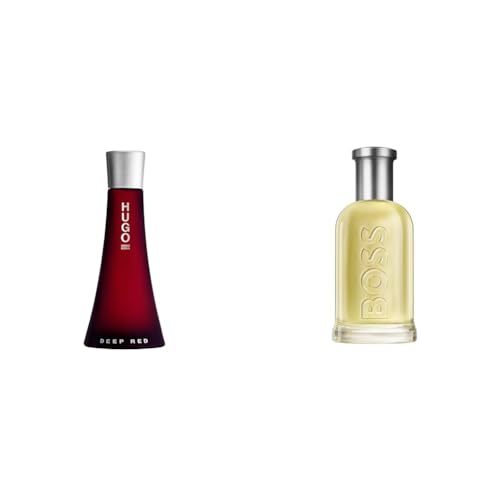 HUGO BOSS Wasser von Parfümspray, Zitrus, Deep Rot, 90 ml (1er Pack) & Herren Bottled EDT, Apfel, Zitrone, Bergamotte, Eichenmoos, Pflaume, Geranie, 50 ml (1er Pack) von HUGO BOSS