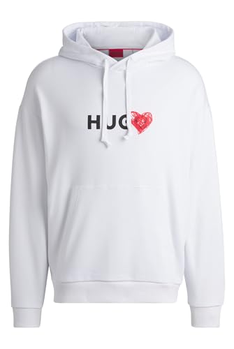 HUGO Herren Dewgili Hoodie aus Baumwoll-Terry mit Slogan und Herz-Grafiken Weiß S HUGO Herren Dewgili Hoodie aus Baumwoll-Terry mit Slogan und Herz-Grafiken Weiß S von HUGO BOSS