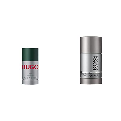 HUGO MAN Deo Stick, aromatisch-belebende Duftnoten mit Tannenbalsam, 75ml & BOSS BOTTLED Deo-Stick, orientalisch-holziger Herrenduft mit Zimt und Moschusnoten für vielseitige Männer, 75ml (1er Pack) von HUGO BOSS