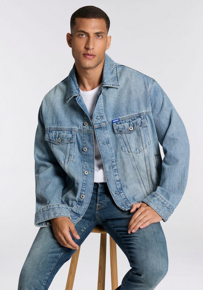 HUGO Blue Jeansjacke Kirkby loose fit, Stone-washed-Effekt von HUGO Blue