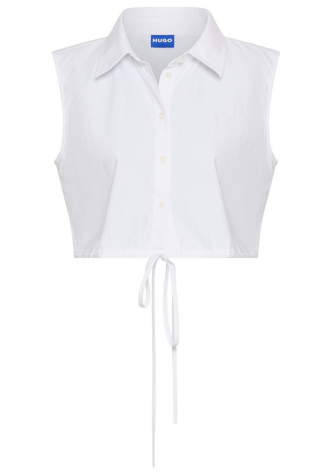 HUGO Blue Blusentop Ejoy in Wickeloptik, mit Logostickerei von HUGO Blue