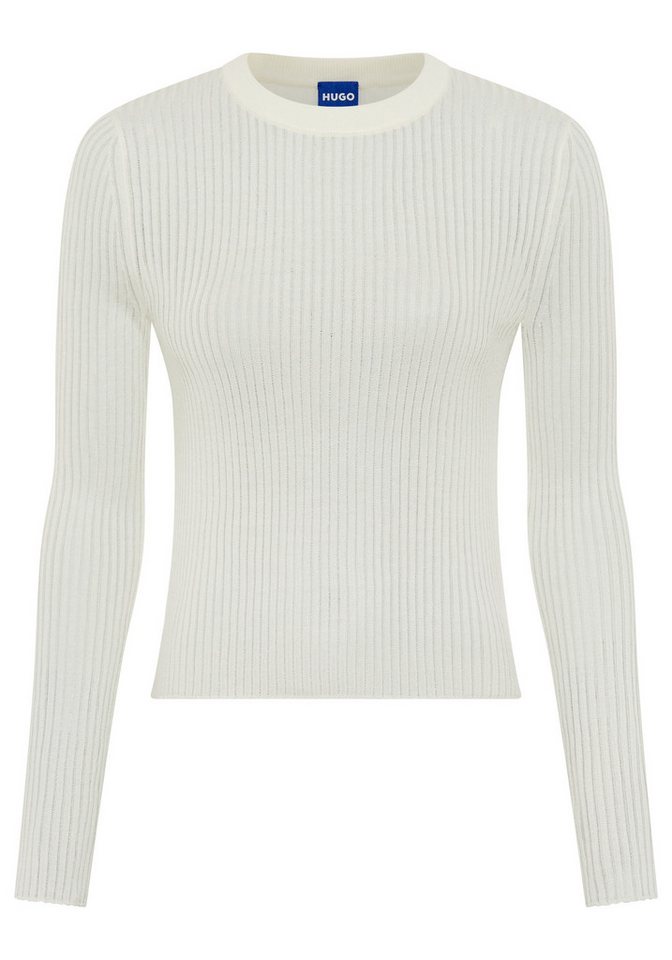 HUGO Blue Rundhalspullover Somya Rippstrick im Viskosemix von HUGO Blue