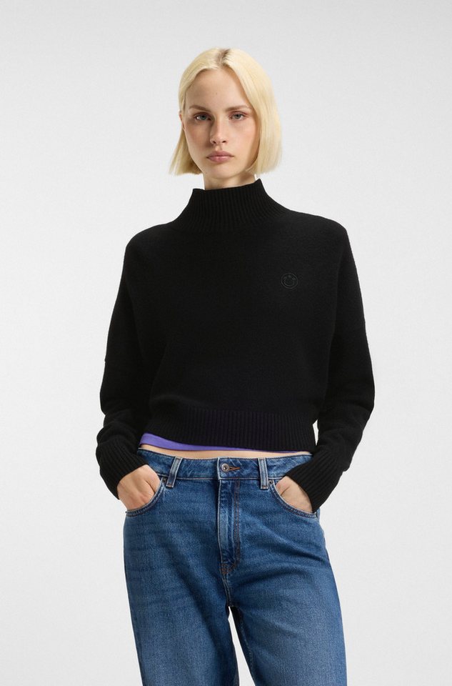 HUGO Blue Stehkragenpullover Sesty in Cropped-Länge, Oversize Fit von HUGO Blue