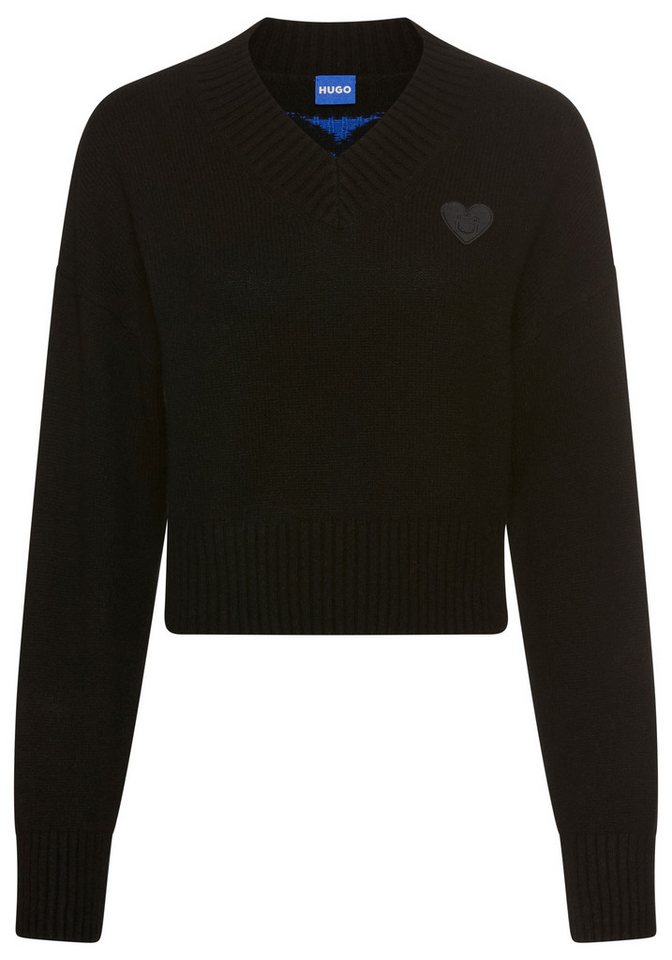HUGO Blue Strickpullover Scutie Relaxed Fit, in Cropped-Länge von HUGO Blue