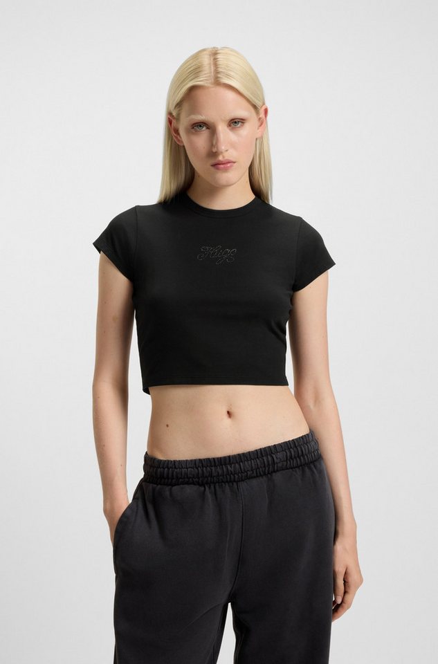 HUGO Blue T-Shirt Dome Cropped Fit, mit Logoschriftzug von HUGO Blue