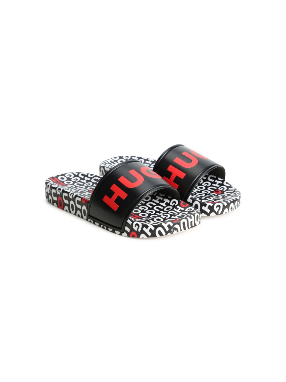 HUGO KIDS Aqua Pantoletten mit Logo-Print - Schwarz von HUGO KIDS