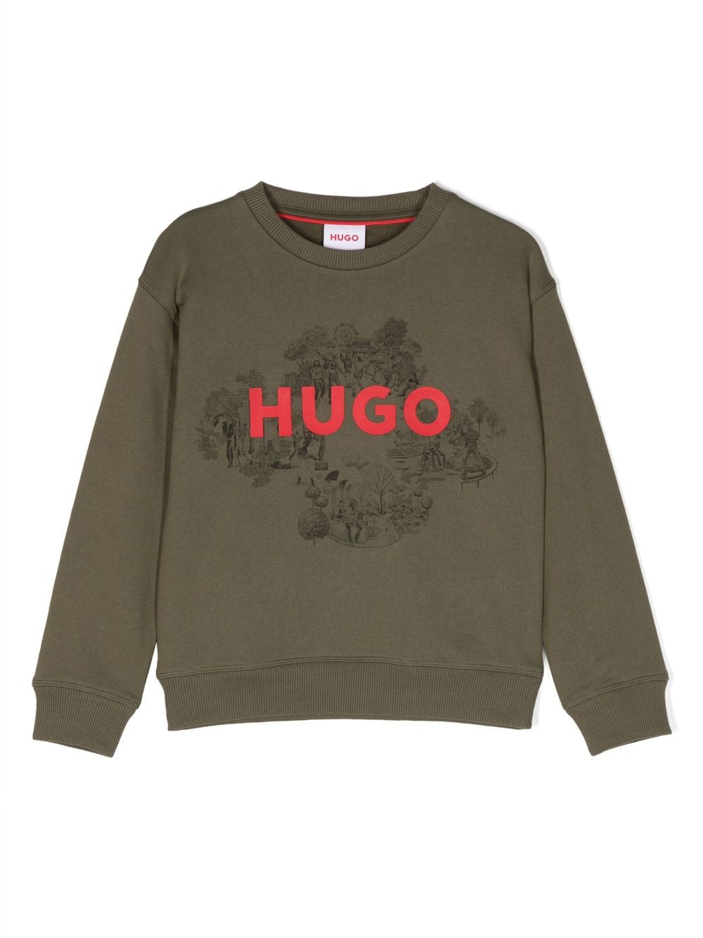 HUGO KIDS Sweatshirt mit Logo-Print - Grün von HUGO KIDS