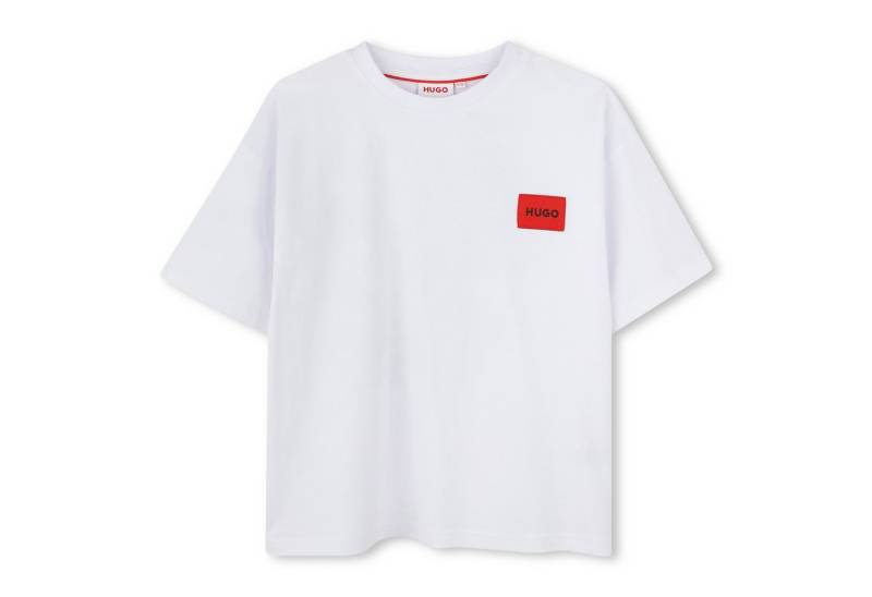 HUGO Kids Print-Shirt HUGO Kids T-Shirt weiß mit Logopatch und einzigartigem Rückenprint von HUGO Kids