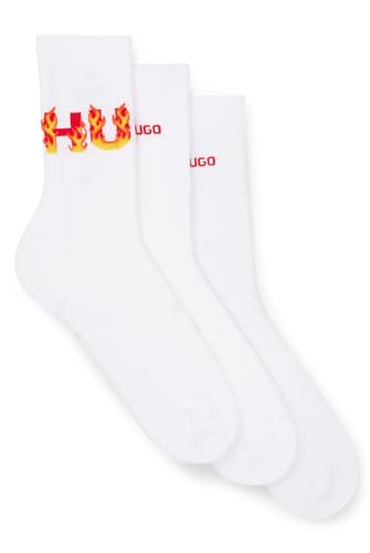 BOSS Herren 3P QS RIB FLAMES CC, White100, 39-42 EU von HUGO