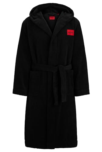 HUGO Herren Terry Gown Hooded,Black1,XL von HUGO