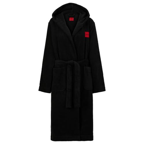 BOSS WOMEN TERRY_HOODED GOWN Black1, L von HUGO