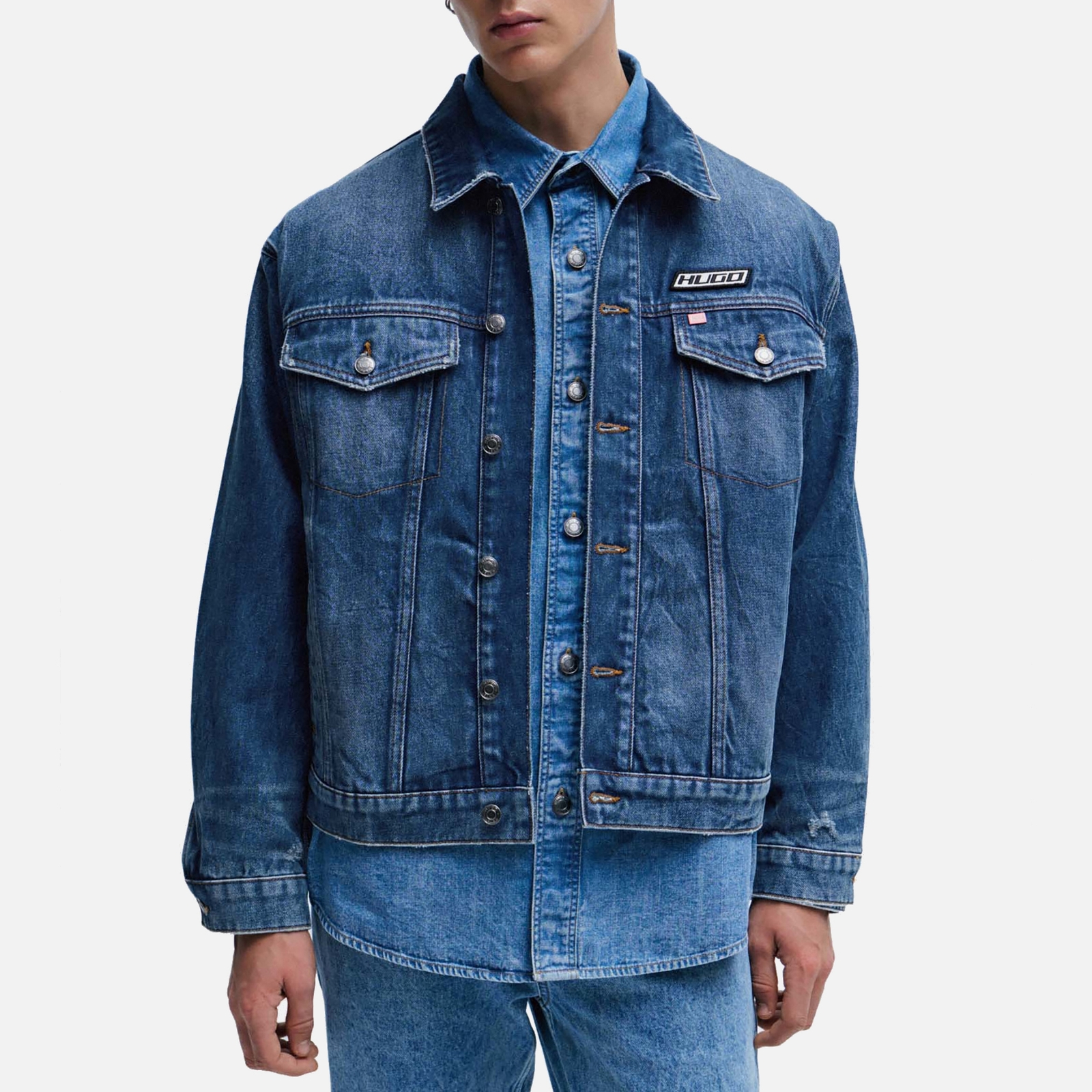 HUGO 026/2 Reverse Logo-Appliquéd Denim Jacket - L von HUGO