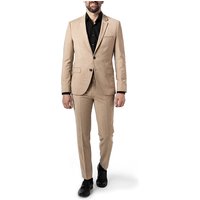 HUGO Herren Anzug beige Schurwolle meliert Slim Fit von HUGO