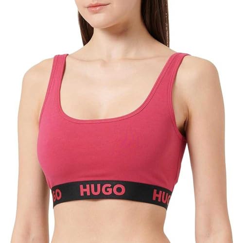 HUGO BOSS Damen Bralette Sporty Logo Medium Pink663, L von HUGO
