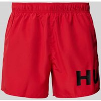 HUGO Badehose mit Label-Print Modell 'Makai' in Rot, Größe M von HUGO