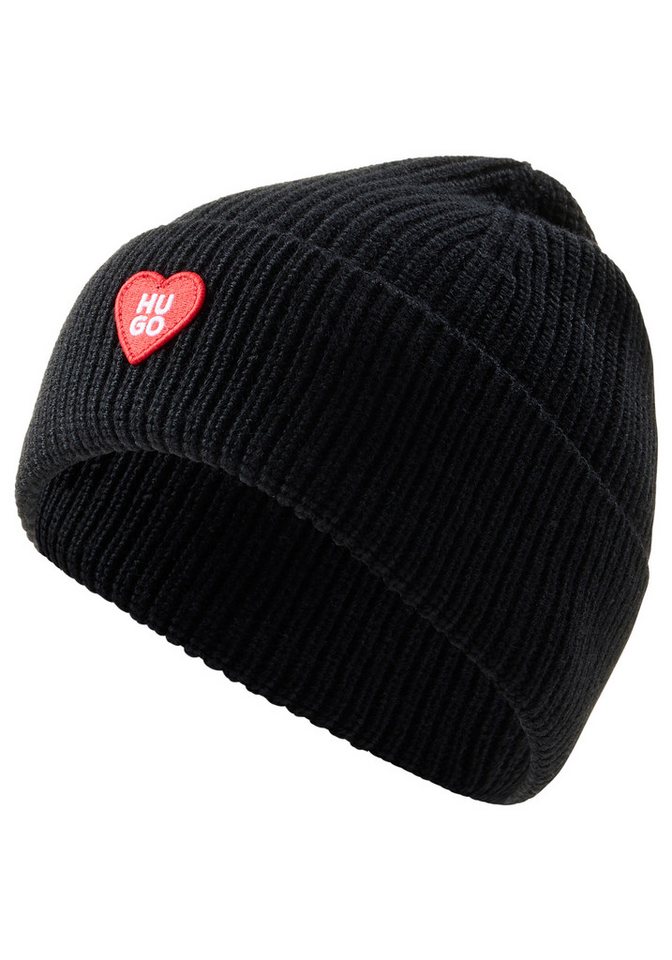 HUGO Beanie Sentialy Hat mit Logo-Aufnäher von HUGO