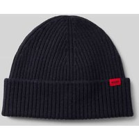 HUGO Beanie mit Label-Patch Modell 'Xola' in Dunkelblau, Größe 1 von HUGO
