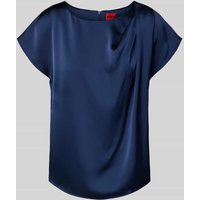 HUGO Blusenshirt aus Satin mit Rundhalsausschnitt in Marine, Größe 32 von HUGO