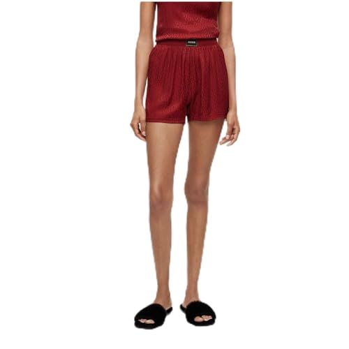 HUGO Boss Damen Satinoir_Shorts Pyjama Short, Dark Red601, L EU von HUGO