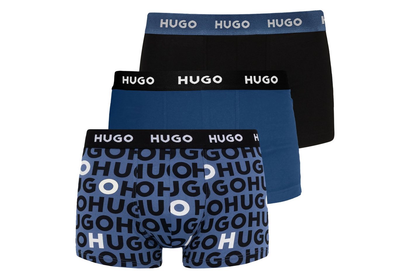 HUGO Boxer Trunk Triplet Design (3-St., 3er Set) mit umlaufendem Markenschriftzug am Bund von HUGO