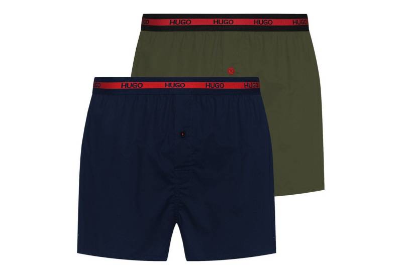 HUGO Boxershorts Woven Boxer Twinpack (2-St., 2er Set) mit umlaufendem Logo-Schriftzug am Bund von HUGO