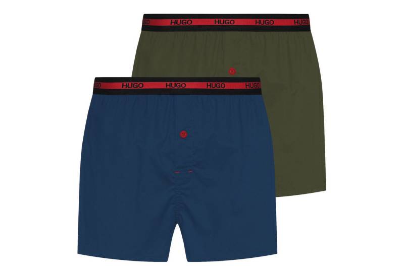 HUGO Boxershorts Woven Boxer Twinpack (2-St., 2er Set) mit umlaufendem Logo-Schriftzug am Bund von HUGO