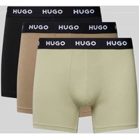 HUGO Boxershorts mit elastischem Label-Bund im 3er-Pack in Oliv, Größe XXL von HUGO