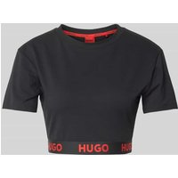 HUGO Cropped T-Shirt mit Rundhalsausschnitt Modell 'SPORTY' in Black, Größe M von HUGO