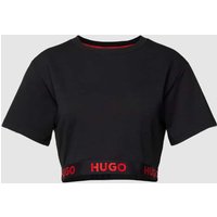 HUGO Cropped T-Shit mit Label-Saum in Black, Größe L von HUGO