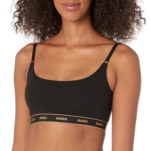 HUGO Damen 2-Pack Repeat Logo Cotton Stretch Bralettes BH, Undurchsichtige, Noir/Noir, Large von HUGO