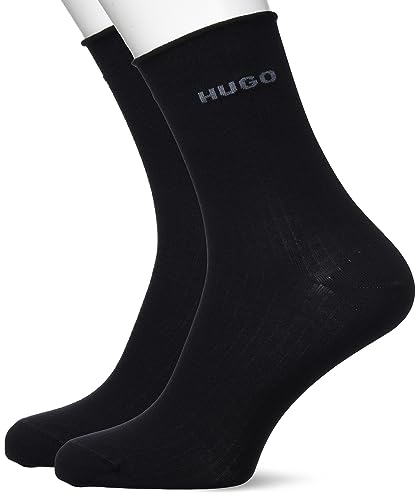 HUGO Damen 2p Fine Rib Cc W QUARTER SOCKS, Black1, 35-38 EU von HUGO