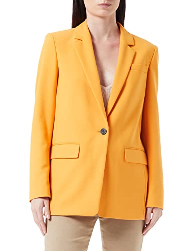 HUGO Damen Agona Lang Geschnittener Regular-Fit Blazer Orange 38 von HUGO