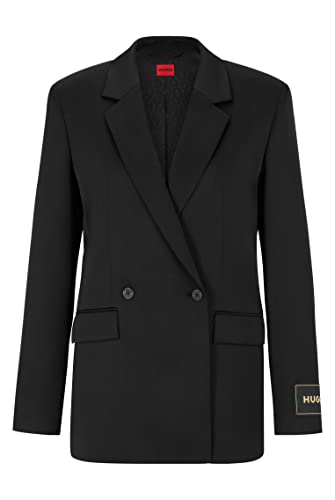 HUGO Damen Amaga Zweireihiger Relaxed-Fit Smoking-Blazer Schwarz 34 von HUGO