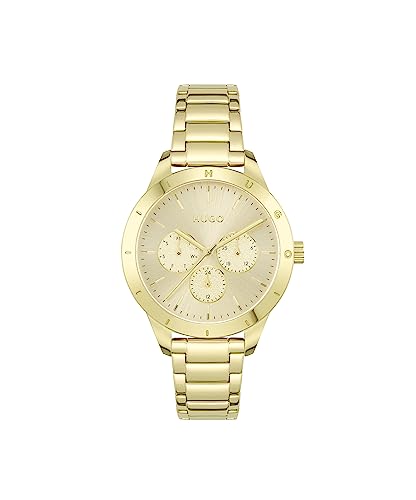 HUGO Multi Zifferblatt Quarz Uhr für Damen Kollektion #Friend mit Goldfarben Edelstahlarmband - 1540091 von HUGO