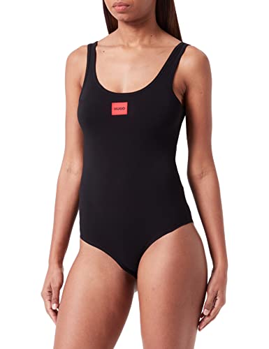 HUGO Damen BODYSUIT RED LABEL Ärmelloser Body aus Stretch-Baumwolle mit rotem Logo-Etikett Schwarz S von HUGO