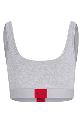 HUGO Damen Bralette RED Label Bralette aus Stretch-Baumwolle mit rotem Logo-Label Grau XXL von HUGO