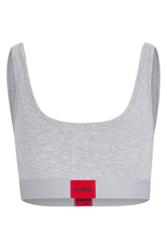 HUGO Damen Bralette RED Label Bralette aus Stretch-Baumwolle mit rotem Logo-Label Grau XXXL von HUGO
