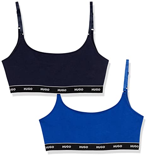 HUGO Damen Bralettes mit Repeat-Logo, Baumwolle, Stretch, 2er-Pack BH, Kobaltblau/Marineblau, X-Small HUGO Damen Bralettes mit Repeat-Logo, Baumwolle, Stretch, 2er-Pack BH, Kobaltblau/Marineblau, X-Small von HUGO