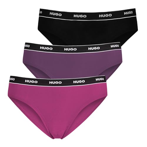 HUGO Damen Briefs Slips Cotton Stretch 3er Pack, Farbe:Mehrfarbig, Wäschegröße:M, Artikel:-985 Black/Lilac/pink von HUGO