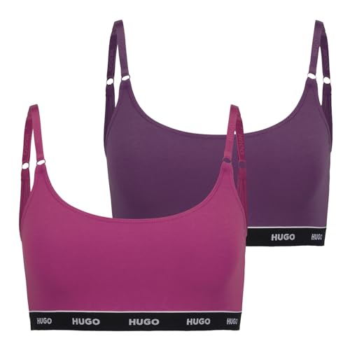HUGO Damen Bustiers Bralettes Cotton Stretch 2er Pack, Farbe:Mehrfarbig, Artikel:-696 Lilac/pink, Wäschegröße:L von HUGO