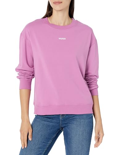 HUGO Damen Center Logo Relaxed Fit Jersey Sweatshirt, Lavendel Haze, XL von HUGO