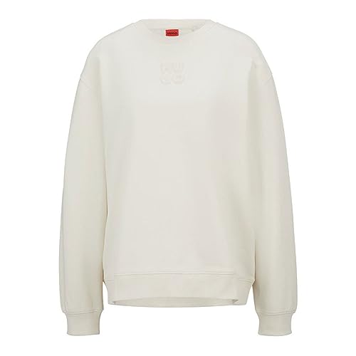 HUGO Damen Classic Crew Sweatshirt, Open White110, XS EU von HUGO