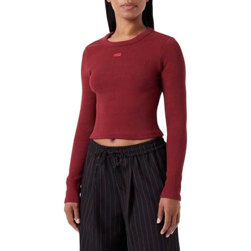 HUGO Damen Dafilomena T Shirt, Dark Red605, L EU von HUGO