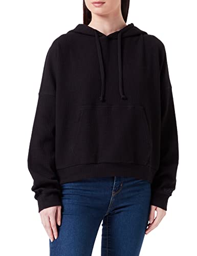 HUGO Damen Darimila Relaxed-Fit Hoodie aus Baumwoll-Mix mit Logo-Detail Schwarz L von HUGO