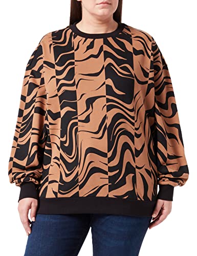 HUGO Damen Dashimaki 1 Sweatshirt aus Baumwoll-Terry mit Allover-Print Gemustert L von HUGO